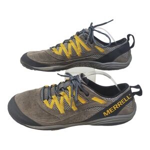 Merrel Boulder Trail Hiking Shoes Mens Sz 8.5 Gray Leather Vibram Trek Gorpcore
